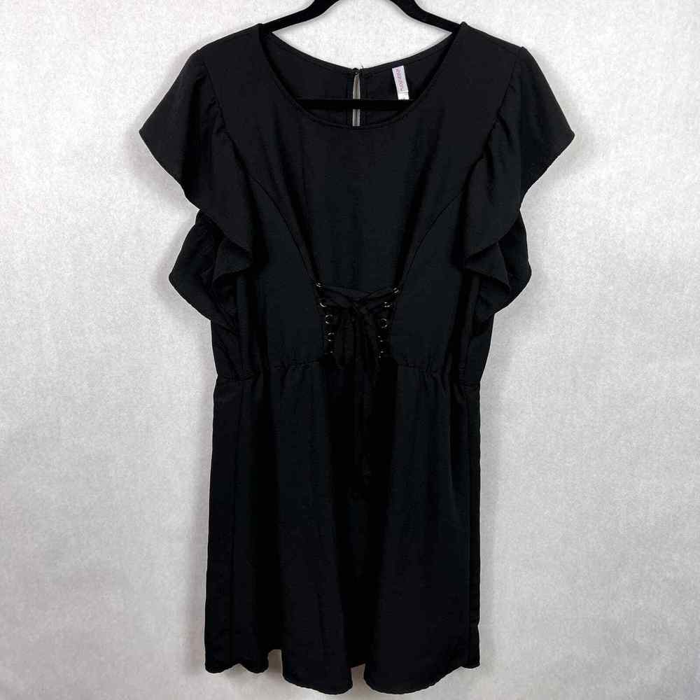 Xhilaration Black Dress Lace Up Corset Front Womens Size XXL Ruffle Sleeve